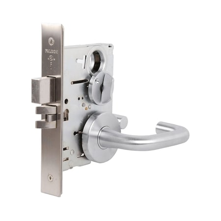 Entry/Office Mortise Lock, Less Cylinder, Sutro Lever, Gala Rose, Satin Stainless Steel